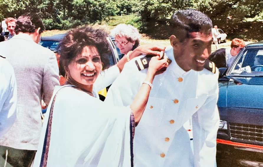 Bob Pragada and his mother during his U.S. Navy service